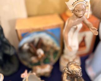 Porcelain figurines, collector plates and floral candlesticks