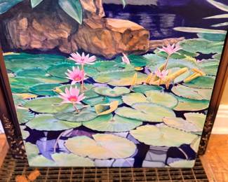 Water lily pond painting on canvas