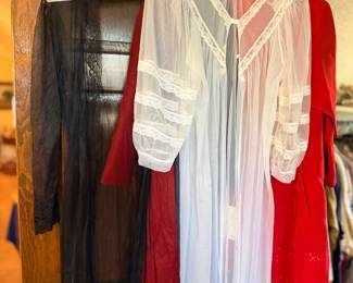 Vintage dresses and sheer lace peignoir