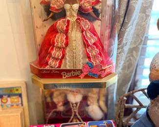Happy Holidays Barbie and Barbie furniture in box