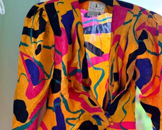 Colorful abstract-print vintage jacket