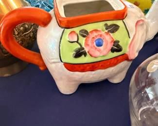 Hand-painted ceramic floral teapot