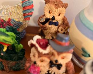 Dressed owl figurines