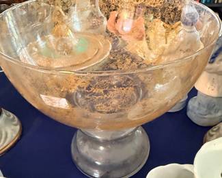 Large cut glass footed punch bowl