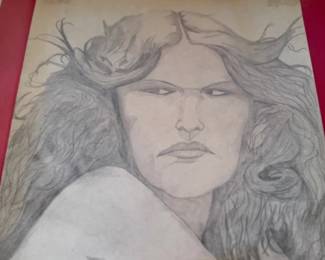 Pencil portrait drawing of a woman