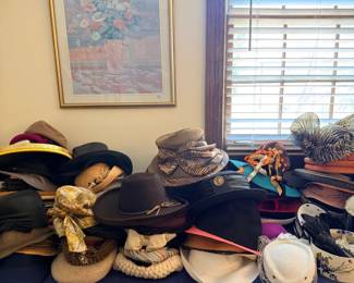 Table of vintage hats