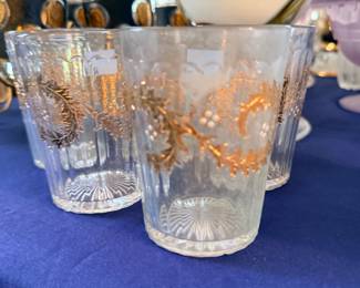 Gold-decorated glass tumblers