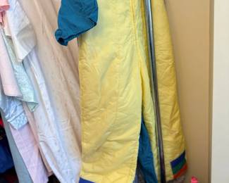Yellow insulated snowsuit coveralls