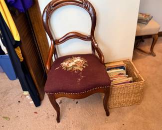 Victorian balloon-back chair with needlepoint seat