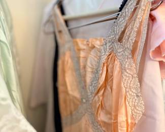 Peach silk and lace vintage slip