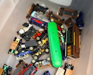 Bin of die-cast model cars
