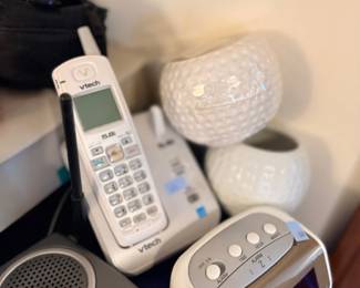 Cordless phone, alarm clock and ceramic vase