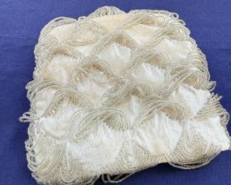 White beaded evening bag