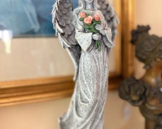 Angel figurine holding flowers, Amazing Grace base