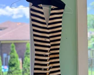 Navy and white striped knit vest