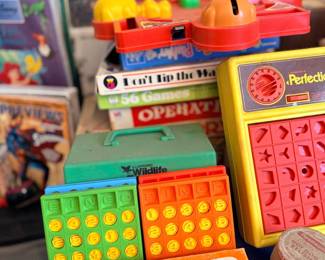 Vintage board games including Operation and Perfection