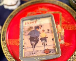 Norman Rockwell collector plate on gold charger