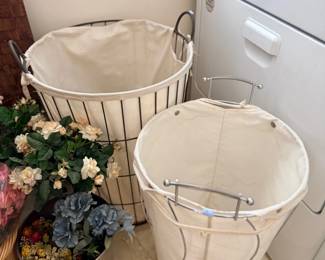 Rolling canvas laundry hampers