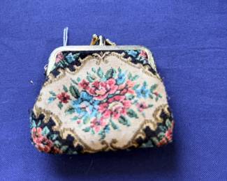 Vintage petit point floral coin purse