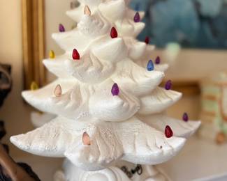 Vintage white ceramic light-up Christmas tree