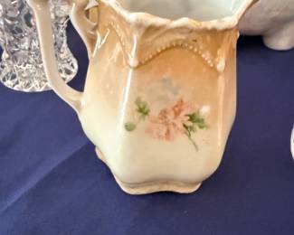 Antique floral porcelain pitcher