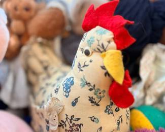 Calico fabric rooster decor