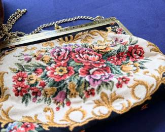 Vintage tapestry floral evening bag