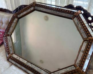 Octagonal Venetian mirrored-frame wall mirror