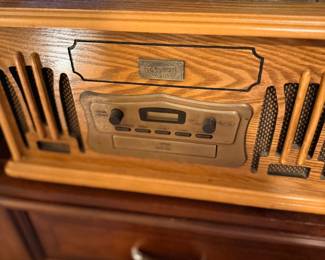 Vintage wood console stereo cabinet