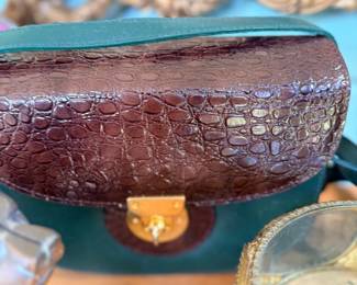 Vintage alligator leather handbag