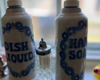 Ceramic dish soap and hand soap dispenser bottles
