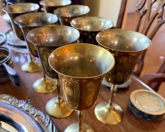 Set of brass goblets / wine chalices