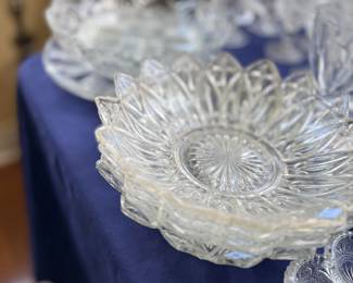 Large cut crystal footed bowl, starburst pattern