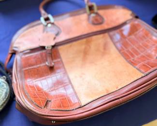 Brown leather handbag