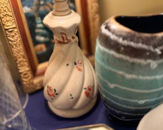 Ceramic lamp, art pottery vase and jasperware plate