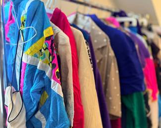 Rack of women's blouses and tops