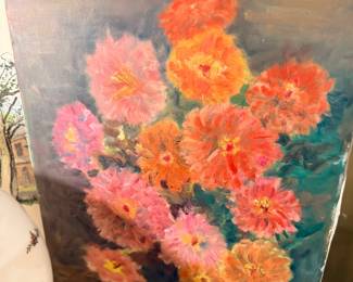 Floral still life oil painting on canvas
