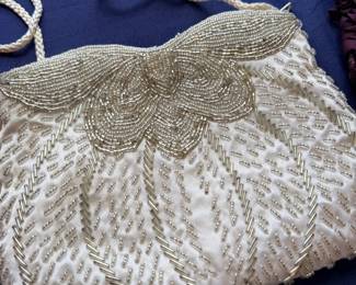 White beaded evening bag