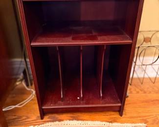Mahogany bookcase with record divider shelves