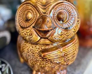Vintage ceramic owl cookie jar