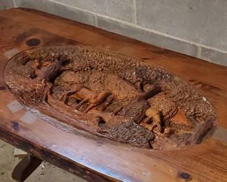 Carved midmod Cocktail table