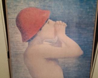 Vintage 1970's exhibition poster for The National Gallery featuring Georges Seurat's 'Bathers at Asnieres'
