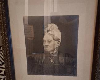 antique photo of unknown extremely happy woman