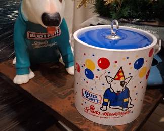 Spuds MacKenzie "Party Animal" Ice Bucket and 1987 Blow mold lamp (no light)