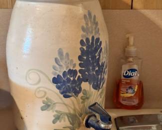 Blue Bonnet stoneware water cooler crock