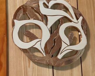 Wm. A Rogers Calla Lily Trivet Bronze Plate With Enamel