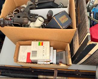 Boxes of treasures from the basement...  Please don't ask me to go thru all these... you come and do it!