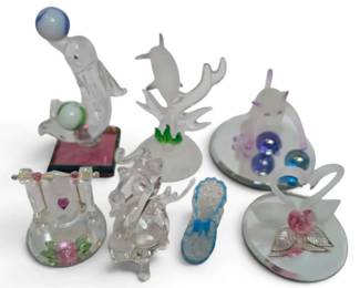 Glass Animal Figurines w Marbles  More