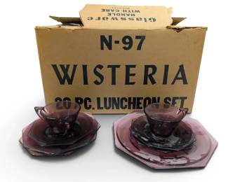 Wisteria Purple Glass Dish Set With Original Box