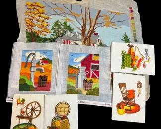 Farm  SewingThemed Crewels and Needlepoint Embroidery